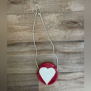 Little Girls Red Heart-Shaped Genuine Leather Crossbody Bag